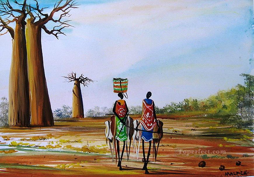 Baobab Straße Afrikanisch Ölgemälde